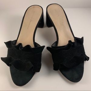 Ruffle Block Heel Mule